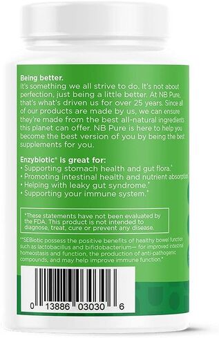 إنزيمات هضمية إنزيبيوتيك من nbpure مع مزيج مكملات البروبيوتيك والبريبايوتكس، 60 قطعة in Kuwait