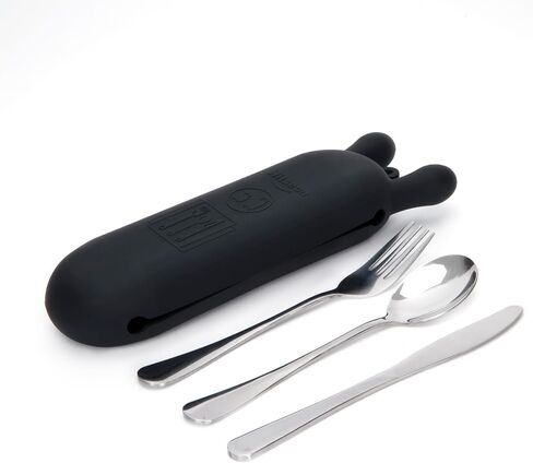 حافظة أدوات سيليكون، حافظة أدوات فضية مغناطيسية مقاومة للماء والغبار من Hitseon لمجموعة أدوات الطعام، حامل أدوات محمول قابل لإعادة الاستخدام لصندوق الغداء والتخييم الفضيات (كاكي) in Kuwait