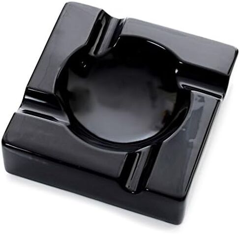 Mantello Cigars - صينية رماد حامل السيجار - منفضة سجائر كبيرة من السيراميك الأسود الفاخر للاستخدام الداخلي والخارجي - مجموعة هدايا ملحقات السيجار in Kuwait