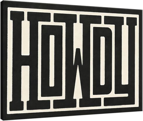 مؤطرة غير تقليدي كبير Howdy قماش جدار الفن الغربي الحديث ديكور أبيض وأسود جنوب غرب البلاد مزرعة علامة صورة طباعة بساطتها العصرية مزرعة غرفة المعيشة ملصق (12x16in مؤطرة) in Kuwait