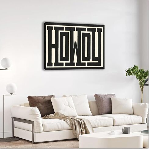 مؤطرة غير تقليدي كبير Howdy قماش جدار الفن الغربي الحديث ديكور أبيض وأسود جنوب غرب البلاد مزرعة علامة صورة طباعة بساطتها العصرية مزرعة غرفة المعيشة ملصق (12x16in مؤطرة) in Kuwait