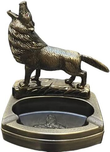 Linkbest Ashtray Cigarette Ash Tray Home Indoor Cool Decorative Ashtrays Sets For Weed With Wolf Shape Butane Lighter (No Gas) in Kuwait