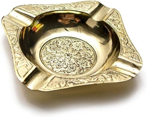 Zap Impex ® Decorative Solid Brass Embossed Ashtray- 5 Inches Square in Kuwait