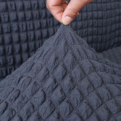 غطاء أريكة من Neween غطاء أريكة رمادي قطعة واحدة غطاء أريكة أريكة سهل التركيب غطاء عالمي عالي التمدد متين لحماية الأثاث مع تنورة طراز ريفي عتيق (3 مقاعد، رمادي) in Kuwait