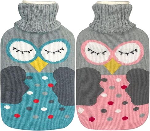 زجاجة ماء ساخن مطاطية من كاتيسيمو، قطعتان من كيس الماء الساخن بسعة 2 لتر مع أغطية محبوكة ناعمة قابلة للإزالة، زجاجة مياه ساخنة أو باردة من المطاط الكلاسيكي الفاخر لتشنجات الدورة الشهرية وتخفيف آلام الرقبة والكتف in Kuwait