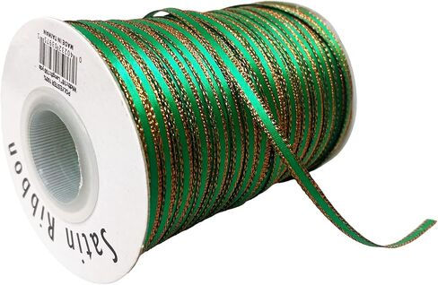 100 Yards 1/8" Double Faced Satin Ribbon with Metallic Edge Great for Christmas Craft, Decoration and Present Wrapping. (Brown) in Saudi Arabia