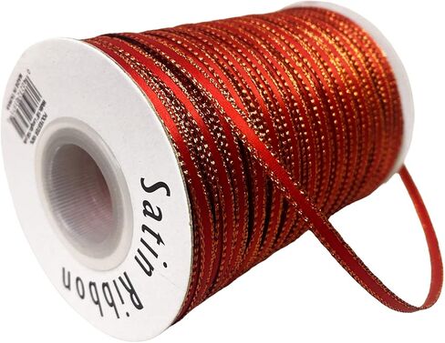 100 Yards 1/8" Double Faced Satin Ribbon with Metallic Edge Great for Christmas Craft, Decoration and Present Wrapping. (Brown) in Saudi Arabia