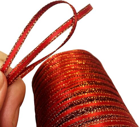 100 Yards 1/8" Double Faced Satin Ribbon with Metallic Edge Great for Christmas Craft, Decoration and Present Wrapping. (Brown) in Saudi Arabia