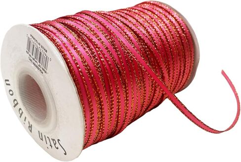 100 Yards 1/8" Double Faced Satin Ribbon with Metallic Edge Great for Christmas Craft, Decoration and Present Wrapping. (Brown) in Saudi Arabia
