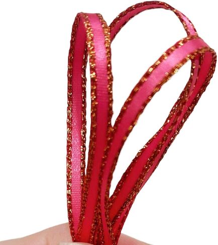 100 Yards 1/8" Double Faced Satin Ribbon with Metallic Edge Great for Christmas Craft, Decoration and Present Wrapping. (Brown) in Saudi Arabia