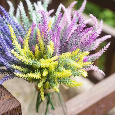 10 حزم من الزهور الاصطناعية الخزامى الملونة باقة متدفقة DIY ديكور حديقة بوعاء تصميم محاكاة زهرة الزفاف حديقة أثاث المكاتب الديكور in Kuwait