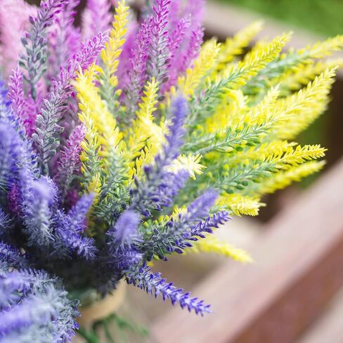 10 حزم من الزهور الاصطناعية الخزامى الملونة باقة متدفقة DIY ديكور حديقة بوعاء تصميم محاكاة زهرة الزفاف حديقة أثاث المكاتب الديكور in Kuwait