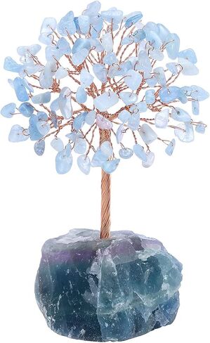 PESOENTH Rose Quartz Crystal Tree Feng Shui Money Tree Healing Stones Gem Natural Gemstones Bonsai Chakra Tree of Life Ornaments Home Office Table Decoration Spiritual Good Luck Gift in Kuwait