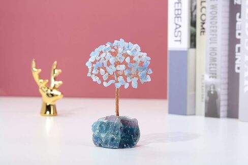 PESOENTH Rose Quartz Crystal Tree Feng Shui Money Tree Healing Stones Gem Natural Gemstones Bonsai Chakra Tree of Life Ornaments Home Office Table Decoration Spiritual Good Luck Gift in Kuwait