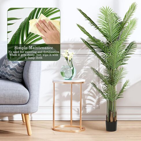 Qriocioa Artificial Areca Palm Tree 6FT Faux Areca Palm Plants Fake Tropical Palm Tree with 20 Trunks Perfect Tall Faux Dypsis Lutescens Plants for Entryway Home Office Porch Balcony Decor, 2Pack in Kuwait