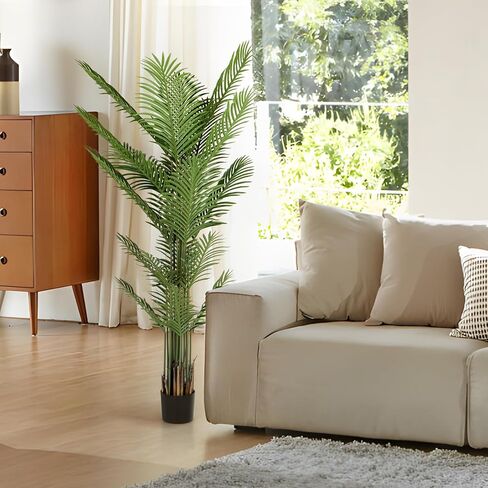 Qriocioa Artificial Areca Palm Tree 6FT Faux Areca Palm Plants Fake Tropical Palm Tree with 20 Trunks Perfect Tall Faux Dypsis Lutescens Plants for Entryway Home Office Porch Balcony Decor, 2Pack in Kuwait