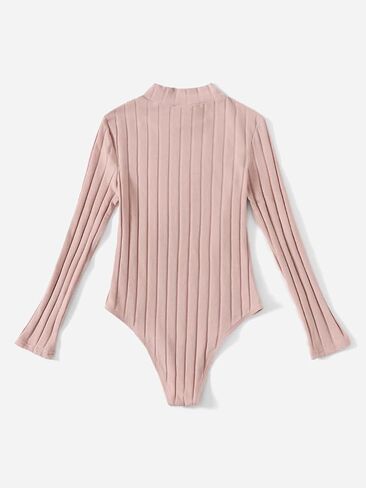 OYOANGLE Girl's Solid Mock Neck Long Sleeve Ribbed Knit T Shirt Bodysuit Top in Saudi Arabia