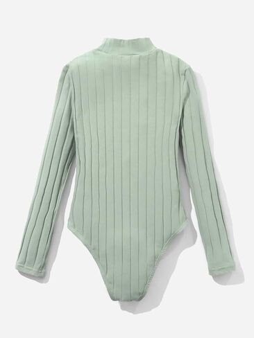 OYOANGLE Girl's Solid Mock Neck Long Sleeve Ribbed Knit T Shirt Bodysuit Top in Saudi Arabia
