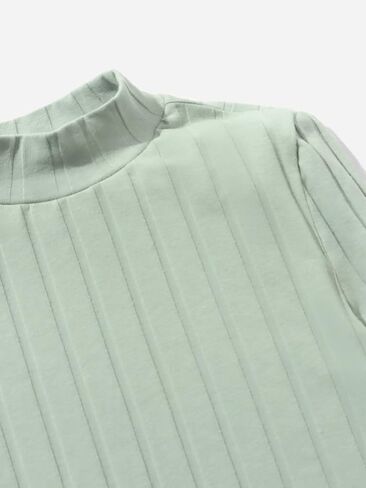 OYOANGLE Girl's Solid Mock Neck Long Sleeve Ribbed Knit T Shirt Bodysuit Top in Saudi Arabia