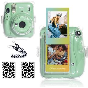 حافظة شفافة من wogozan لكاميرا Fujifilm Instax Mini 11 الفورية مع جيب صور مطور يحمل 10 أفلام على الظهر وحزام قابل للتعديل (شفاف) (بدون كاميرا) in Kuwait