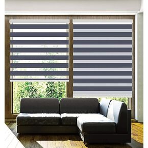 TANZUOER Corded Zebra Roller Shades, Dual Layer Zebra Roller Blinds, Sheer or Privacy Window Shades, Light Control Day and Night Windows Drapes for Living Room Bed Room Kitchen Office, W37 xH64 in Saudi Arabia