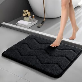 Bath Rugs for Bathroom, Bath Mats for Bathroom Non Slip, Ultra Soft Thick Bathroom Mat for Tub Absorbent Shower Rug for Floor, Quick Dry, Machine Wash, 20"x32", Black