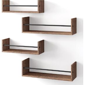 واي جومير ارفف حائط عائمة من 4 قطع، رف كتب الحضانة، رف توابل المطبخ، ارفف معلقة على الحائط مع قضيب معدني للكتب وغرفة النوم والحمام والمطبخ in Kuwait