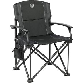 كرسي تخييم قابل للطي من تيمبر ريدج مع مسند ذراع صلب مبطن وحامل أكواب للاستخدام في الهواء الطلق، والتخييم، وصيد الأسماك، والمشي لمسافات طويلة، والحديقة، بما في ذلك حقيبة الحمل، والألومنيوم، أسود in Kuwait