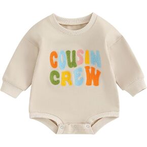 COORALLY Infant Girls Boys Sweatshirts Romper Solid Color Long Sleeve Crew Neck Pullover Bodysuit Oversized Sweater Romper