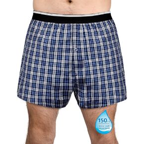 Men's Incontinence Underwear Washable 150ml Absorbency Reusable Leak Proof Boxer Shorts with Front Fly 1 Pack (Small, 1 Blue)