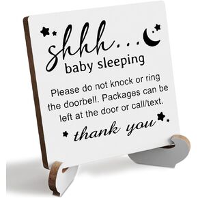 علامة نوم الطفل، نوم الطفل من فضلك لا تدق لوحة خشبية علامة ديكور مكتب هدية علامة ديكور للمنزل 4 × 4 بوصة in Kuwait