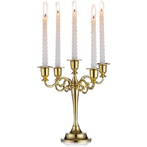 Nuptio Candelabra Gold Candlestick Holder Candle Holder for Taper Candles 10in Candle Stand Table Centerpieces for Wedding Event Holiday Home Christmas Decoration 5 Arms Candelabros in Saudi Arabia