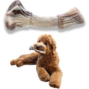 PETSLA Durable Nylon Dog Chew Toys for Aggressive Chewers Large Medium Small Breeds, Indestructible Tough Dog Toy for Dog Teething Puppies (Antler Shape, 7.16 inches)