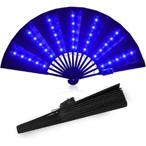 Taotuo LED Folding Fan with Remote Control, Black Light Up Handheld Fan, Stage Performance Show for Dancing Party Wedding Home Decor Night Club in Kuwait