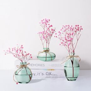 مجموعة مزهريات برعم زجاجية مكونة من 3 مزهريات زهور صغيرة مع تصميم حبل مزخرف واشكال فريدة مختلفة للديكور الحديث in Kuwait