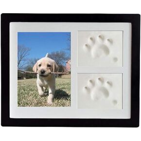 VehiGo Pet Paw Print Keepsake Kit, Wooden Photo Frame with Pet Paw Print Imprint Kit, Memorial Clay Imprint Kit for Dog or Cat (Black) in Kuwait