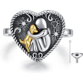 AOBOCO Sterling Silver Dog Urn Ring for Ashes, Dog Memorial Keepsake Cremation Jewelry Gifts for Dog Lovers Women in Saudi Arabia