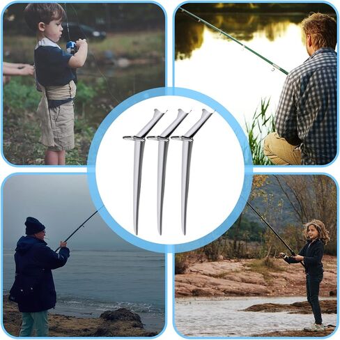 6 Pcs Fishing Rod Holders Stainless Steel Ground Support Fishing Pole Stand Fish Pole Folding Holders Bracket Stake Rod Rack for Bank Beach in Kuwait
