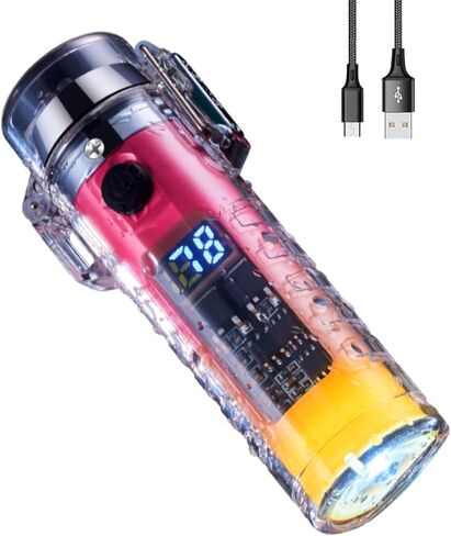 Portable Gradient Color Electric Lighter with Flashlight in Kuwait