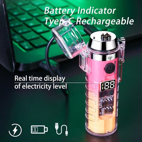 Portable Gradient Color Electric Lighter with Flashlight in Kuwait