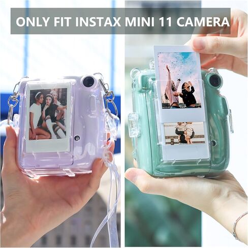 حافظة شفافة من wogozan لكاميرا Fujifilm Instax Mini 11 الفورية مع جيب صور مطور يحمل 10 أفلام على الظهر وحزام قابل للتعديل (شفاف) (بدون كاميرا) in Kuwait