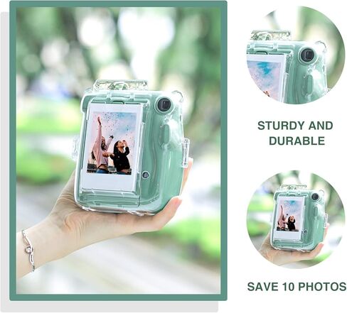 حافظة شفافة من wogozan لكاميرا Fujifilm Instax Mini 11 الفورية مع جيب صور مطور يحمل 10 أفلام على الظهر وحزام قابل للتعديل (شفاف) (بدون كاميرا) in Kuwait