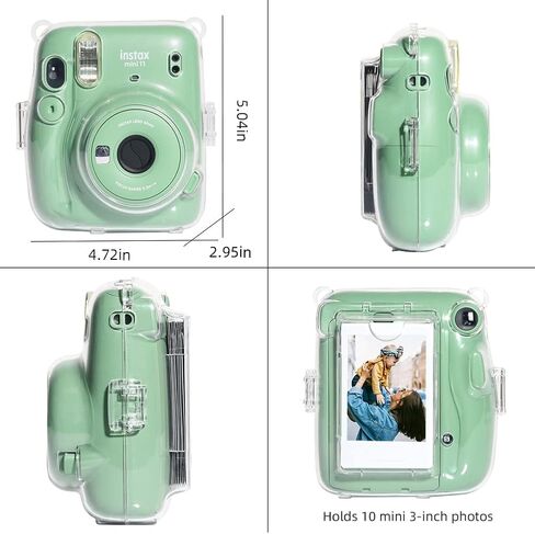 حافظة شفافة من wogozan لكاميرا Fujifilm Instax Mini 11 الفورية مع جيب صور مطور يحمل 10 أفلام على الظهر وحزام قابل للتعديل (شفاف) (بدون كاميرا) in Kuwait