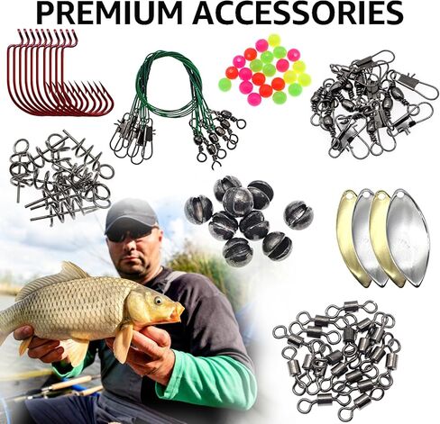 Zsrivk 263Pcs Fishing Lures Kit, Including Swivels Snaps, Fishing Hooks, Jig Heads, Sinker Weights, Snap-On Floats, Fishing Beads, Space Beans, Fishing Accessories Kit with Tackle Box in Kuwait