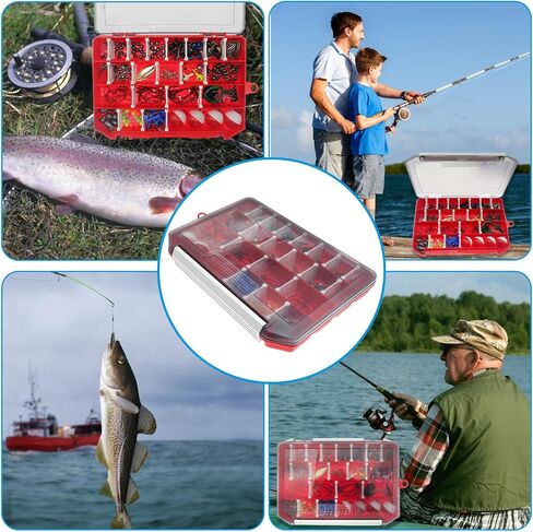 Zsrivk 263Pcs Fishing Lures Kit, Including Swivels Snaps, Fishing Hooks, Jig Heads, Sinker Weights, Snap-On Floats, Fishing Beads, Space Beans, Fishing Accessories Kit with Tackle Box in Kuwait