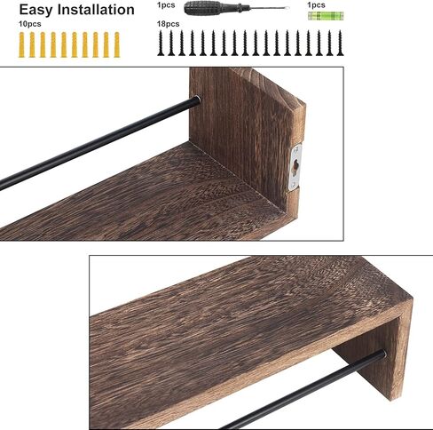 واي جومير ارفف حائط عائمة من 4 قطع، رف كتب الحضانة، رف توابل المطبخ، ارفف معلقة على الحائط مع قضيب معدني للكتب وغرفة النوم والحمام والمطبخ in Kuwait
