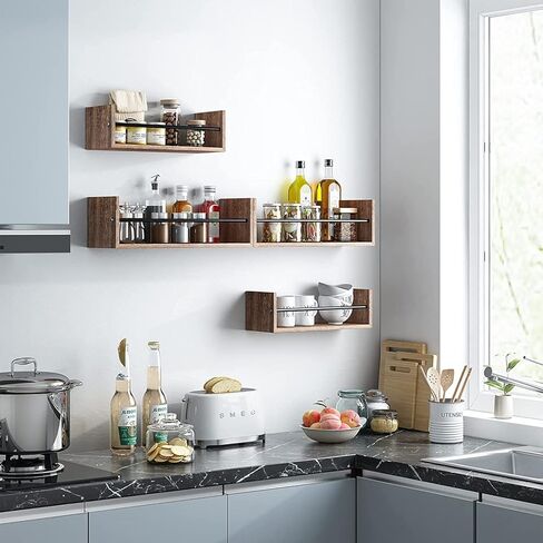 واي جومير ارفف حائط عائمة من 4 قطع، رف كتب الحضانة، رف توابل المطبخ، ارفف معلقة على الحائط مع قضيب معدني للكتب وغرفة النوم والحمام والمطبخ in Kuwait