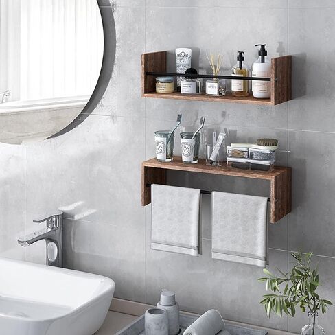 واي جومير ارفف حائط عائمة من 4 قطع، رف كتب الحضانة، رف توابل المطبخ، ارفف معلقة على الحائط مع قضيب معدني للكتب وغرفة النوم والحمام والمطبخ in Kuwait