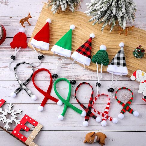 12 Pieces Christmas Guinea Pig Costume Chicken Hat Scarf Set Xmas Hat and Scarf Rabbit Christmas Clothes Festival Small Animal Outfits for Hen Duck Hamster Guinea Pig Kitten Puppy Parrot in Saudi Arabia