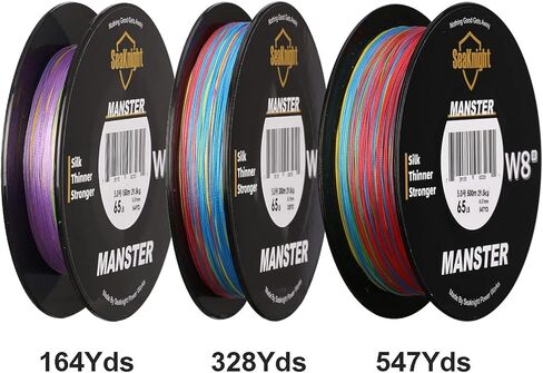 SeaKnight MANSTER W8 II 164Yds/ 328Yds/ 547Yds 8خيوط PE خط مجدول، فائق النعومة ومقاوم للتآكل وذاكرة منخفضة وصفر تمتد خطوط صيد متعددة الشعيرات in Kuwait